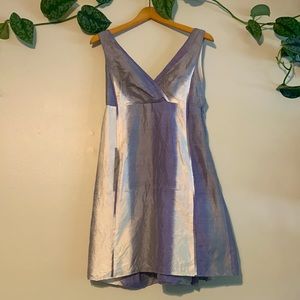 Adam by Adam Lippes silk white grey and blue v-neck dress with side pockets